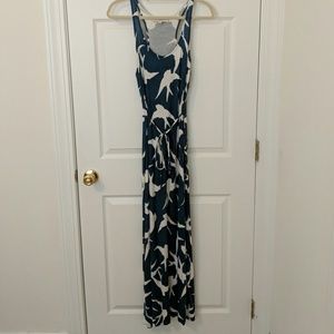 Loft Teal Maxi w/ Bird Print, Size S